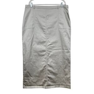 Eddie Bauer Khaki Maxi Skirt Pockets Modest Light Tan Women's 20T Tall Cotton